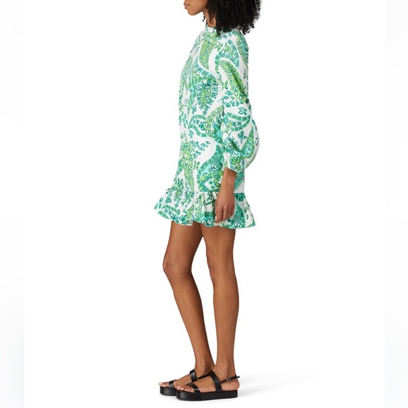 STAUD Carolina Butterfly Paisley Green White Dress size 6 - Picture 4 of 11